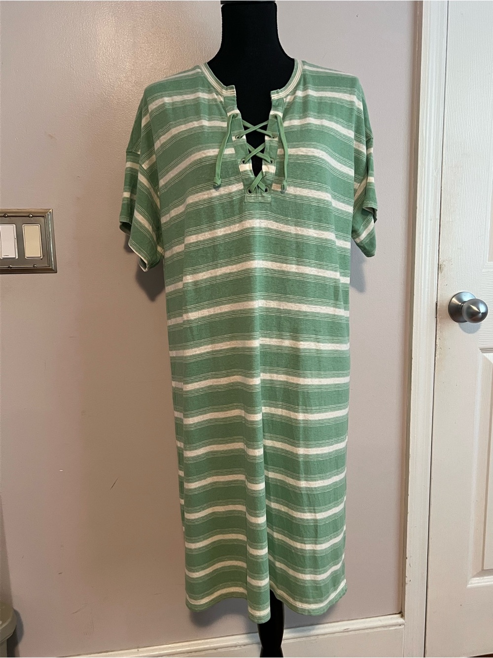 Wrap London Green Stripped Jersey Cotton Dress